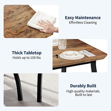 Dining Table Set For 4,5 Piece Wood Kitchen Table With Upholstered Chairs With Chamfer Design