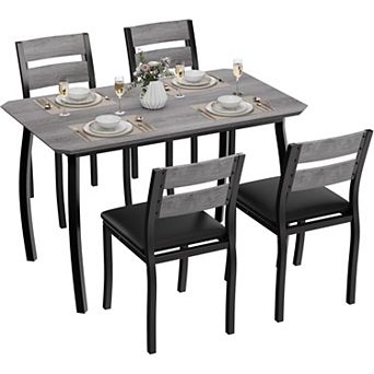 Dining Table Set For 4,5 pc Wood Kitchen Table With Upholstered Chairs With Chamfer Design