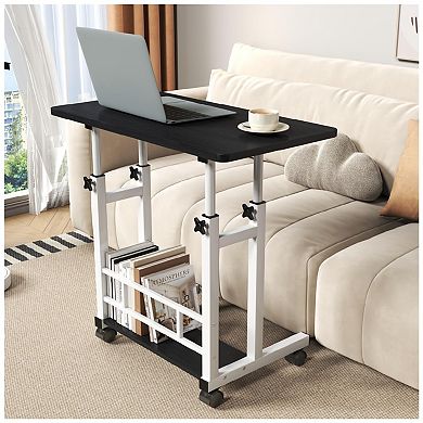Small Portable Standing Desk Adjustable Height, Mobile Stand Laptop Computer Workstation