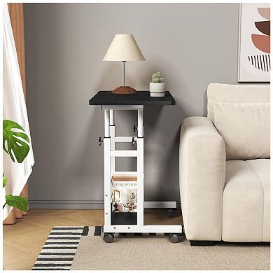 Small Portable Standing Desk Adjustable Height, Mobile Stand Laptop Computer Workstation