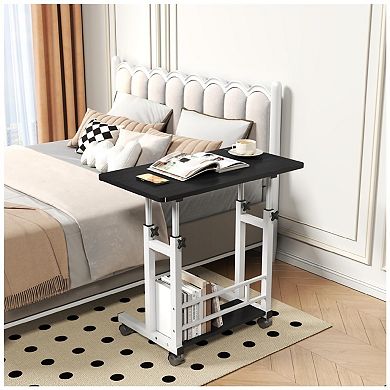 Small Portable Standing Desk Adjustable Height, Mobile Stand Laptop Computer Workstation
