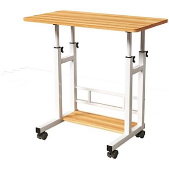 Small Portable Standing Desk Adjustable Height, Mobile Stand Laptop Computer Workstation