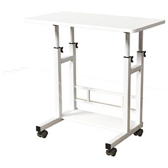 Small Portable Standing Desk Adjustable Height, Mobile Stand Laptop Computer Workstation