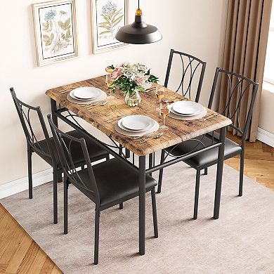 Dining Table Set For 4,Wood Kitchen Table Set With 4 Chair,5 Piece Rectangular Dining Room Table Set