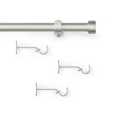 Threadmade Serena 1-Inch Adjustable Single Curtain Rod with End Cap Finials
