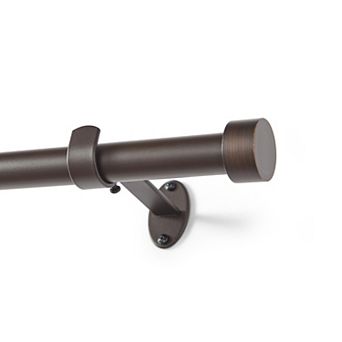 Threadmade Serena 1-Inch Adjustable Single Curtain Rod with End Cap Finials