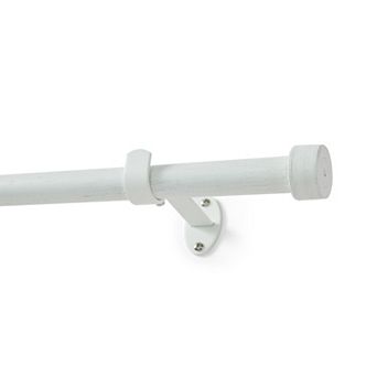 Threadmade Serena 1-Inch Adjustable Single Curtain Rod with End Cap Finials