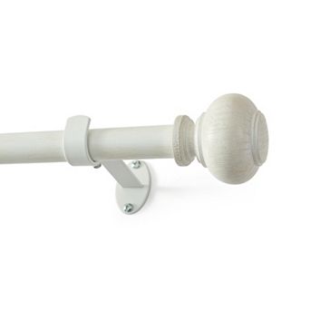 Threadmade Home Rhinebeck 1-Inch Adjustable Single Curtain Rod with Faux Wood Ball Finials