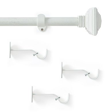 Threadmade Florence 1-Inch Adjustable Decorative Single Curtain Rod with Stacked Square Finials
