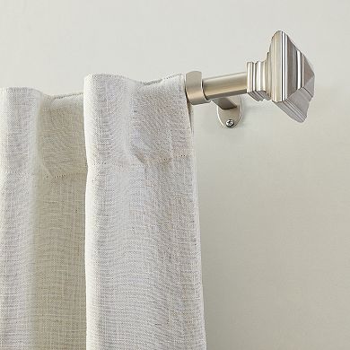 Threadmade Florence 1-Inch Adjustable Decorative Single Curtain Rod with Stacked Square Finials