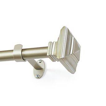 Threadmade Florence 1-Inch Adjustable Decorative Single Curtain Rod with Stacked Square Finials