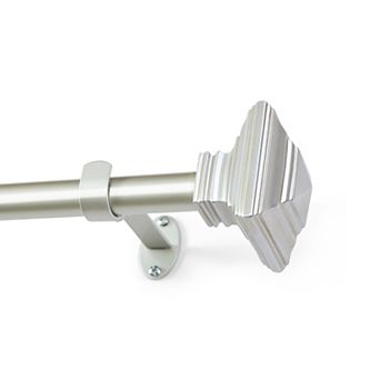 Threadmade Florence 1-Inch Adjustable Decorative Single Curtain Rod with Stacked Square Finials