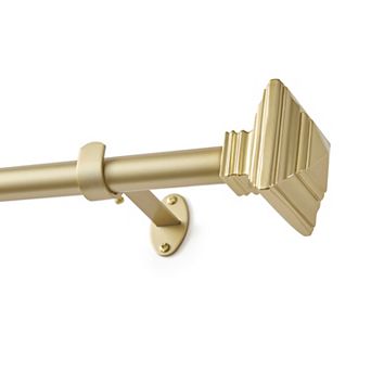 Threadmade Florence 1-Inch Adjustable Decorative Single Curtain Rod with Stacked Square Finials