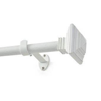Threadmade Florence 1-Inch Adjustable Decorative Single Curtain Rod with Stacked Square Finials