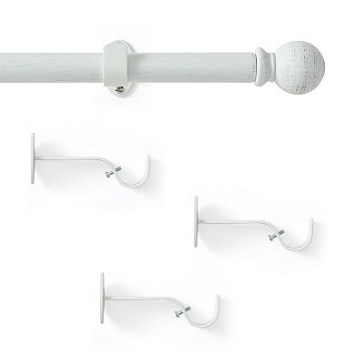 Threadmade Farmhouse Ball 3/4-Inch Adjustable Decorative Window Curtain Rod