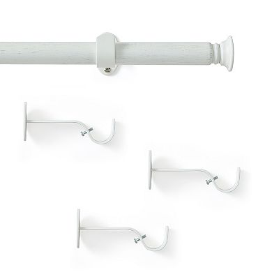 Threadmade Shaker 3/4-Inch Adjustable Single Curtain Rod with Rounded End Cap Finials