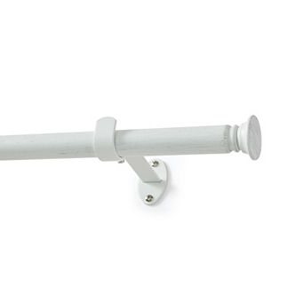 Threadmade Home Shaker 3/4-Inch Adjustable Single Curtain Rod with Rounded End Cap Finials