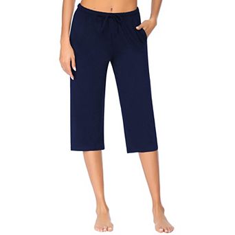 Ekouaer Women's Capri Pajama Pants Solid Drawstring Comfy Pj Bottoms With Pockets