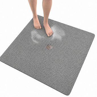 Square Non Slip Shower Mat Soft PVC Quick Drying Trimmable Bathroom Floor Mat