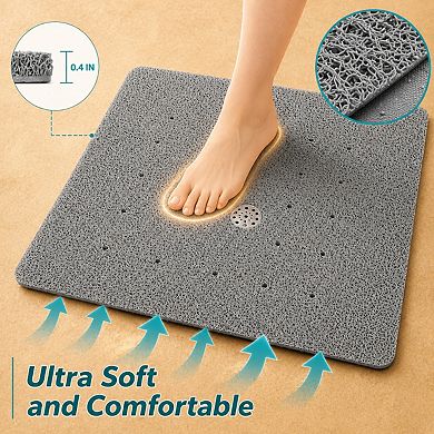 Square Non Slip Shower Mat Soft PVC Quick Drying Trimmable Bathroom Floor Mat