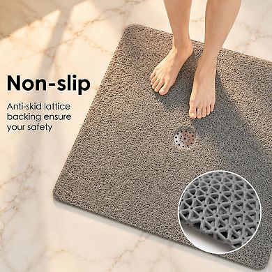 Square Non Slip Shower Mat Soft PVC Quick Drying Trimmable Bathroom Floor Mat