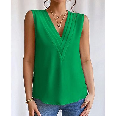 Womens Summer Tops V Neck Sleeveless Summer Casual Blouses