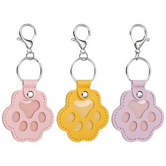 3 pc Pet Fur Storage Keychain, Dog Fur Keepsake Cat Paw Cute Leather Pet Memorial Gifts for Bag Key