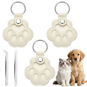 3 Pack Dog Fur Storage Keychain, Paw Shaped, Pet Hair Keepsake Keyrings with Tweezers