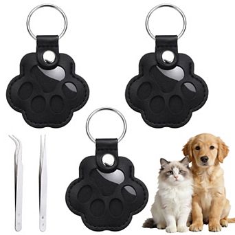 3 Pack Dog Fur Storage Keychain, Paw Shaped, Pet Hair Keepsake Keyrings with Tweezers