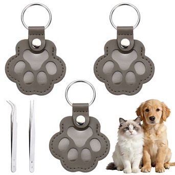 3 Pack Dog Fur Storage Keychain, Paw Shaped, Pet Hair Keepsake Keyrings with Tweezers