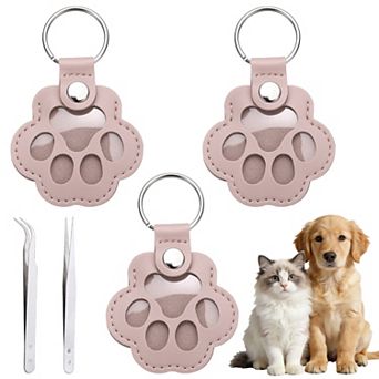 3 Pack Dog Fur Storage Keychain, Paw Shaped, Pet Hair Keepsake Keyrings with Tweezers