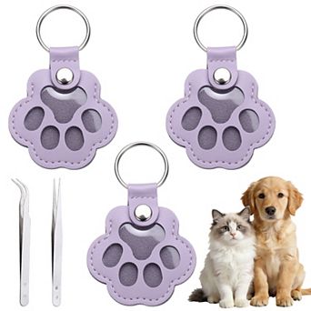 3 Pack Dog Fur Storage Keychain, Paw Shaped, Pet Hair Keepsake Keyrings with Tweezers