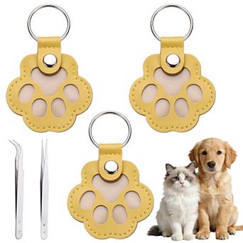3 Pack Dog Fur Storage Keychain, Paw Shaped, Pet Hair Keepsake Keyrings with Tweezers