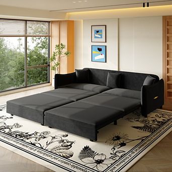 CEWOR 81.9" King Pull Out Sofa Bed with 3 Pillows, for Small Space, Living Room,Apartment