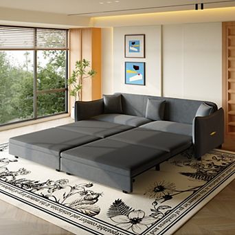 CEWOR 81.9" King Pull Out Sofa Bed with 3 Pillows, for Small Space, Living Room,Apartment