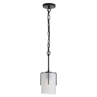 1 Light Modern Adjustable Cylindrical Pendant Light with White Glass Shade