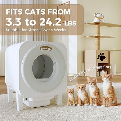 Automatic Cat Litter Box, 68L Self-Cleaning with App Control, Dual Safety Protection & Odor Removal