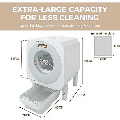 Automatic Cat Litter Box, 68L Self-Cleaning with App Control, Dual Safety Protection & Odor Removal
