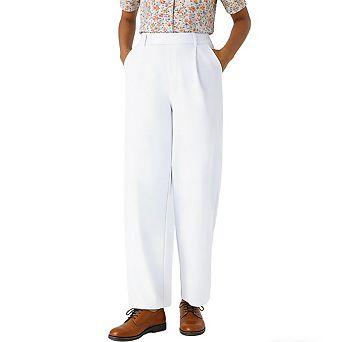 Women's Casual Straight Leg Work Pants High Waist Office Trousers with Side Pockets