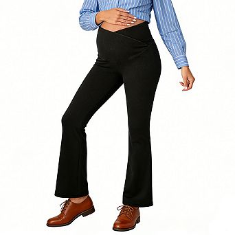 Women's Maternity Bell Bottom Jeans High Waist Stretchy Casual Denim Pants