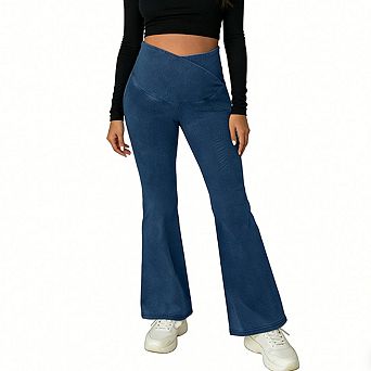Women's Maternity Bell Bottom Jeans High Waist Stretchy Casual Denim Pants