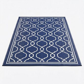 Outdoor Rug Waterproof Reversible for Patio Modern Geometric Portable Camping Mat