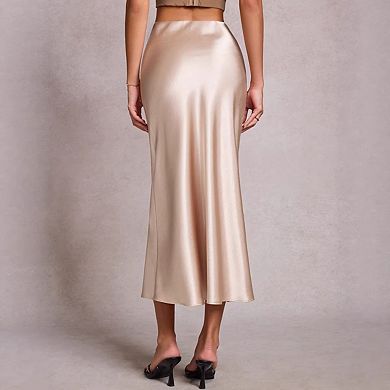 Women's Satin Midi Skirt