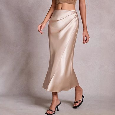Women's Satin Midi Skirt