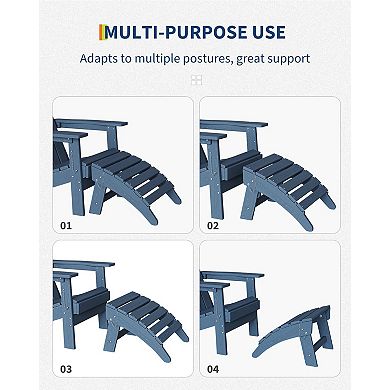 Adirondack Folding Ottoman, HDPE, All-Weather for Deck & Patio