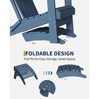 Adirondack Folding Ottoman, HDPE, All-Weather for Deck & Patio