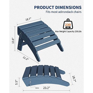 Adirondack Folding Ottoman, HDPE, All-Weather for Deck & Patio