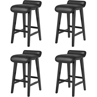 26.2" Wood Bar Stools with PU Leather Seat, Counter Height