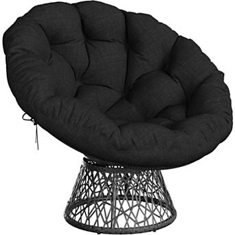 Papasan Chair 6" Cushion, 350 LBS, Rain-Resistant Wicker, Indoor/Outdoor