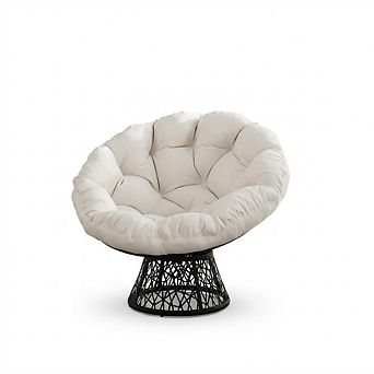 Papasan Chair 6" Cushion, 350 LBS, Rain-Resistant Wicker, Indoor/Outdoor